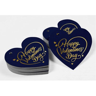 Etiquetas de Pendurar Folheadas 'Feliz Dia dos Namorados' para Lembrancinhas de Garrafa - Inkdotpot 100 Etiquetas Metalizadas / Azul - Ouro Rosé