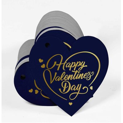 Etiquetas de Pendurar Folheadas 'Feliz Dia dos Namorados' para Lembrancinhas de Garrafa - Inkdotpot 100 Etiquetas Metalizadas / Azul - Ouro Rosé