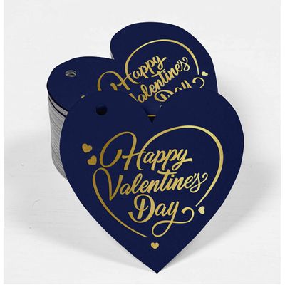 Etiquetas de Pendurar Folheadas 'Feliz Dia dos Namorados' para Lembrancinhas de Garrafa - Inkdotpot 100 Etiquetas Metalizadas / Azul - Ouro Rosé