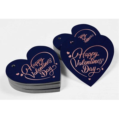 Etiquetas de Pendurar Folheadas 'Feliz Dia dos Namorados' para Lembrancinhas de Garrafa - Inkdotpot 100 Etiquetas Metalizadas / Azul - Ouro Rosé