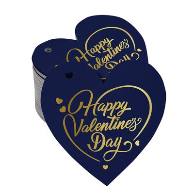 Etiquetas de Pendurar Folheadas 'Feliz Dia dos Namorados' para Lembrancinhas de Garrafa - Inkdotpot 100 Etiquetas Metalizadas / Azul - Ouro Rosé