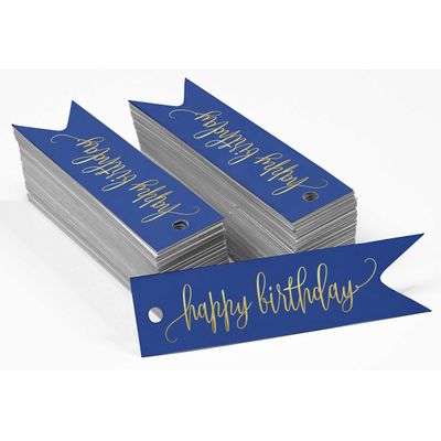 Etiquetas Pendentes para Garrafa 'Feliz Aniversário' Metalizadas para Lembrancinhas - Inkdotpot 50 Etiquetas Metalizadas / Marrom - Prata