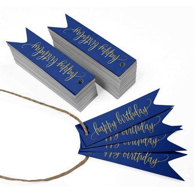 Etiquetas Pendentes para Garrafa 'Feliz Aniversário' Metalizadas para Lembrancinhas - Inkdotpot 50 Etiquetas Metalizadas / Marrom - Prata