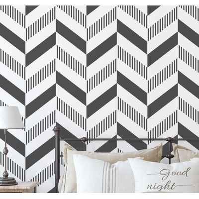 Papel de Parede Autoadesivo Espinha-de-Peixe, Vinil Removível Cinza para Parede de Destaque na Entrada, Decoração Fácil - S4sassy 63,5 cm (L) × 152,4 cm (C) / Cinza - Vinil Liso