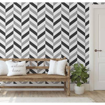 Papel de Parede Autoadesivo Espinha-de-Peixe, Vinil Removível Cinza para Parede de Destaque na Entrada, Decoração Fácil - S4sassy 63,5 cm (L) × 152,4 cm (C) / Cinza - Vinil Liso