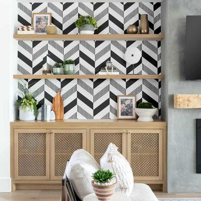 Papel de Parede Autoadesivo Espinha-de-Peixe, Vinil Removível Cinza para Parede de Destaque na Entrada, Decoração Fácil - S4sassy 63,5 cm (L) × 152,4 cm (C) / Cinza - Vinil Liso