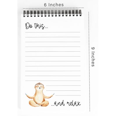 Bloco de Lista de Tarefas 15 x 23 cm, Papelaria, Bloco Espiral Tema Preguiça, Checklist Diário Destacável (50 Folhas) - Inkdotpot 15,24 Cm × 22,86 Cm / Branco