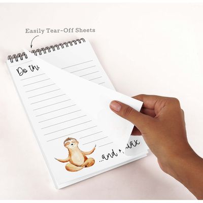 Bloco de Lista de Tarefas 15 x 23 cm, Papelaria, Bloco Espiral Tema Preguiça, Checklist Diário Destacável (50 Folhas) - Inkdotpot 15,24 Cm × 22,86 Cm / Branco