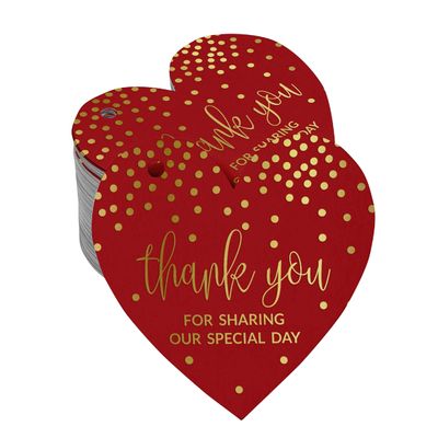 Obrigado por Compartilhar Nosso Dia Especial - Etiquetas Metalizadas p/ Garrafa | Chá Noiva/Chá Bebê/Aposent./Casamento/Aniv. - Inkdotpot 100 Etiquetas Metalizadas / Vermelho - Dourado