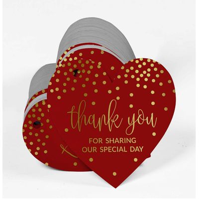 Obrigado por Compartilhar Nosso Dia Especial - Etiquetas Metalizadas p/ Garrafa | Chá Noiva/Chá Bebê/Aposent./Casamento/Aniv. - Inkdotpot 100 Etiquetas Metalizadas / Vermelho - Dourado