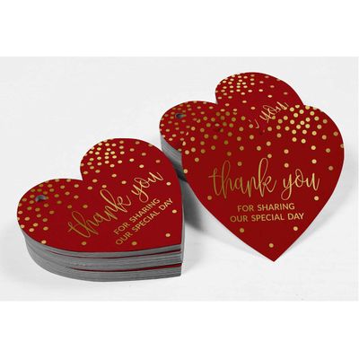 Obrigado por Compartilhar Nosso Dia Especial - Etiquetas Metalizadas p/ Garrafa | Chá Noiva/Chá Bebê/Aposent./Casamento/Aniv. - Inkdotpot 100 Etiquetas Metalizadas / Vermelho - Dourado