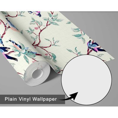 Papel de Parede Autoadesivo Mural Pássaro Verde e Galho, Contato Destacável para Parede de Entrada e Decoração de Escritório - S4sassy 63,5 cm (L) × 304,8 cm (C) / Verde - Vinil Liso