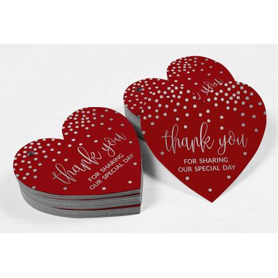 Obrigado por Compartilhar Nosso Dia Especial - Etiquetas Metalizadas p/ Garrafa | Chá Noiva/Chá Bebê/Aposent./Casamento/Aniv. - Inkdotpot 100 Etiquetas Metalizadas / Vermelho - Prata
