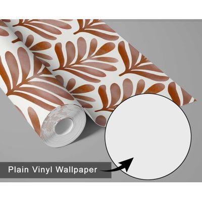 Papel de Parede Autoadesivo de Vinil Removível, Motivo de Folhas Botânicas Marrom para Quarto, Banheiro, Lavanderia e Closet - S4Sassy 63,5 cm (L) × 914,4 cm (C) / Marrom - Vinil Liso