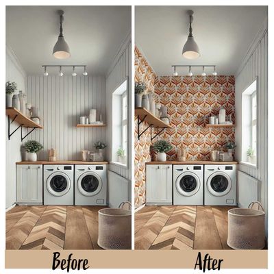 Papel de Parede Autoadesivo de Vinil Removível, Motivo de Folhas Botânicas Marrom para Quarto, Banheiro, Lavanderia e Closet - S4Sassy 63,5 cm (L) × 914,4 cm (C) / Marrom - Vinil Liso
