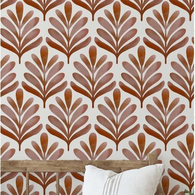 Papel de Parede Autoadesivo de Vinil Removível, Motivo de Folhas Botânicas Marrom para Quarto, Banheiro, Lavanderia e Closet - S4Sassy 63,5 cm (L) × 914,4 cm (C) / Marrom - Vinil Liso