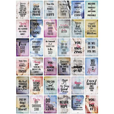 Notas para Lancheira Adultos/Adolescentes, Cartões de Motivação, Inspiração e Afirmação, Pacote 36, Sortidos (Tema Mármore) - Inkdotpot 8,89 Cm × 6,35 Cm / Multicolorido