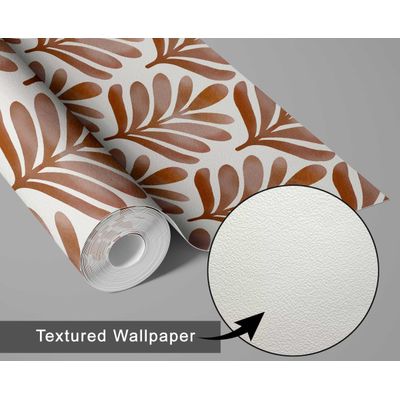 Papel de Parede Autoadesivo de Vinil Removível, Motivo de Folhas Botânicas Marrom para Quarto, Banheiro, Lavanderia e Closet - S4Sassy 63,5 cm (L) × 609,6 cm (C) / Marrom - Vinil Texturizado
