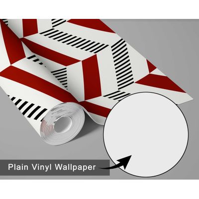 Papel de Parede Autoadesivo Estampa Espinha de Peixe Vermelha, Vinílico Removível para Parede de Destaque da Entrada, Decoração - S4sassy 63,5 cm (L) × 609,6 cm (C) / Vermelho - Vinil Liso
