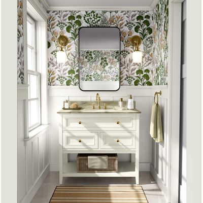 Papel de Parede Botânico Vintage Verde Floral Autoadesivo em Vinil, Envelopamento Decorativo, Fácil DIY para Quarto e Sala - S4Sassy 63,5 cm (L) × 609,6 cm (C) / Verde - Vinil Texturizado
