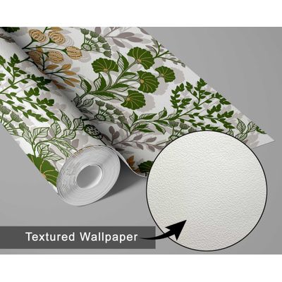 Papel de Parede Botânico Vintage Verde Floral Autoadesivo em Vinil, Envelopamento Decorativo, Fácil DIY para Quarto e Sala - S4Sassy 63,5 cm (L) × 609,6 cm (C) / Verde - Vinil Texturizado