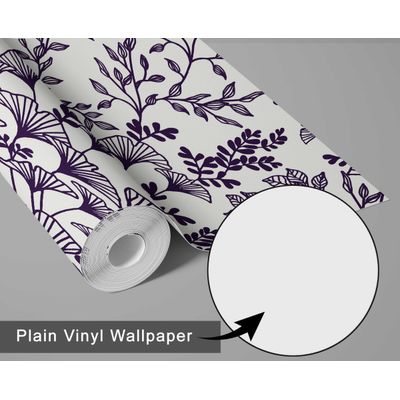 Papel de Parede Autoadesivo Removível com Ramos Botânicos, Mural Roxo para Quarto, Banheiro, Lavanderia e Closet Interno - S4Sassy 63,5 cm (L) × 609,6 cm (C) / Roxo - Vinil Liso