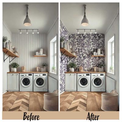 Papel de Parede Autoadesivo Removível com Ramos Botânicos, Mural Roxo para Quarto, Banheiro, Lavanderia e Closet Interno - S4Sassy 63,5 cm (L) × 609,6 cm (C) / Roxo - Vinil Liso