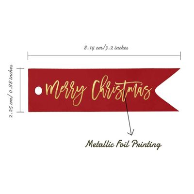 Etiqueta para Pendurar na Garrafa 'Feliz Natal' Metalizada para Lembrancinha - Inkdotpot 50 Etiquetas Metalizadas / Vermelho - Dourado