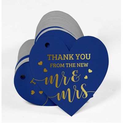 Etiqueta para Pendurar em Garrafa de Casamento em Papel Metalizado 'Thank You from The New' - Inkdotpot 100 Etiquetas Metalizadas / Marrom - Prata