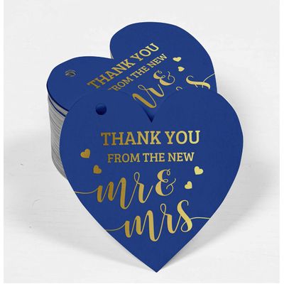 Etiqueta para Pendurar em Garrafa de Casamento em Papel Metalizado 'Thank You from The New' - Inkdotpot 100 Etiquetas Metalizadas / Marrom - Prata