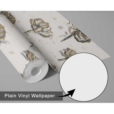 Papel de Parede Artístico Esboço de Dálias Verde, Vinil Autoadesivo, Revestimento Decorativo Fácil DIY para Quarto e Sala - S4Sassy 63,5 cm (L) × 914,4 cm (C) / Verde - Vinil Liso