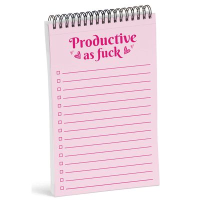 Bloco de Lista de Tarefas Produtiva 15 x 23 cm, Rosa, Espiral, Checklist Diário, Organizador Motivacional Destacável (50 Folhas) - Inkdotpot 15,24 Cm × 22,86 Cm / Rosa