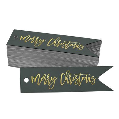 Etiquetas de Papel para Lembrancinhas 'Feliz Natal' com Folha Metálica para Pendurar - Inkdotpot 50 Etiquetas Metalizadas / Roxo - Prata