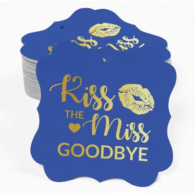 Etiquetas de Papel para Chá de Noiva 'Beijo de Despedida' Formato Colchete, Pendentes Metalizadas DIY - Inkdotpot 50 Etiquetas Metalizadas / Azul - Dourado