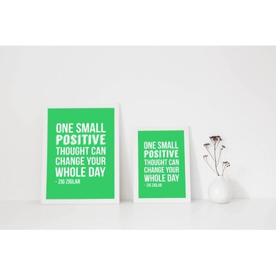 Quadro Motivacional Um Pequeno Pensamento Positivo Pode Mudar Seu Dia Inteiro Zig Ziglar, Presente p/ Casa/Escr., 1 un., Verde - Inkdotpot 25,4 Cm × 30,48 Cm / Moldura Preta