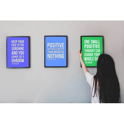 Quadro Motivacional Um Pequeno Pensamento Positivo Pode Mudar Seu Dia Inteiro Zig Ziglar, Presente p/ Casa/Escr., 1 un., Verde - Inkdotpot 25,4 Cm × 30,48 Cm / Moldura Preta