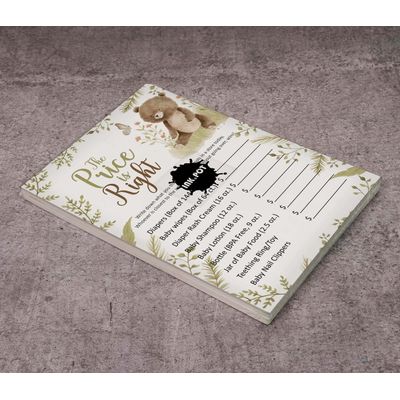 Jogo O Preço Certo para Chá de Bebê (Menina/Menino), Atividades e Decorações com Tema de Animais Fofos - Pacote com 50 - Inkdotpot 12,7 Cm × 17,78 Cm / Branco