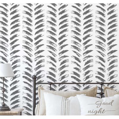 Papel de Parede Autoadesivo Vinílico Removível, Estampa Geométrica em Pinceladas Cinza para Quarto, Banheiro, Lavanderia e Closet - S4Sassy 63,5 cm (L) × 914,4 cm (C) / Cinza - Vinil Liso