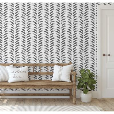 Papel de Parede Autoadesivo Vinílico Removível, Estampa Geométrica em Pinceladas Cinza para Quarto, Banheiro, Lavanderia e Closet - S4Sassy 63,5 cm (L) × 914,4 cm (C) / Cinza - Vinil Liso