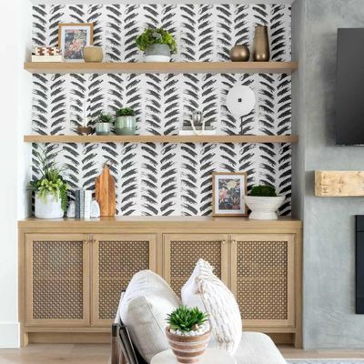 Papel de Parede Autoadesivo Vinílico Removível, Estampa Geométrica em Pinceladas Cinza para Quarto, Banheiro, Lavanderia e Closet - S4Sassy 63,5 cm (L) × 914,4 cm (C) / Cinza - Vinil Liso