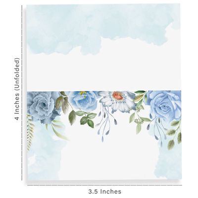 Pacote com 24 Cartões Tenda Impressos para Mesa - Casamento, Ação de Graças, Natal, Buffet/Catering - Cartões de Nome (Floral) - Inkdotpot 10,16 Cm × 8,89 Cm / Azul