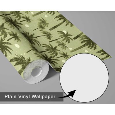 Papel de Parede Paraíso das Palmeiras Verde Tropical, Vinil Autoadesivo Decorativo, DIY Fácil para Quarto e Sala - S4Sassy 63,5 cm (L) × 914,4 cm (C) / Verde - Vinil Liso