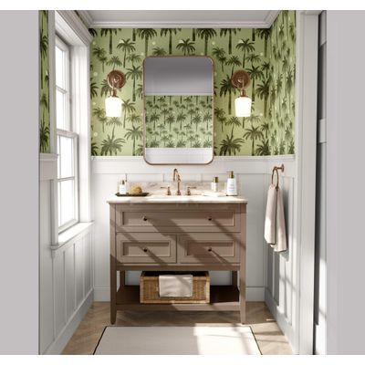 Papel de Parede Paraíso das Palmeiras Verde Tropical, Vinil Autoadesivo Decorativo, DIY Fácil para Quarto e Sala - S4Sassy 63,5 cm (L) × 914,4 cm (C) / Verde - Vinil Liso