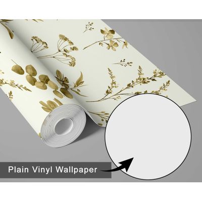Papel de Parede Autoadesivo Verde Estampa Botânica Aquarelada, Vinil Removível para Parede de Destaque da Entrada - S4sassy 63,5 cm (L) × 304,8 cm (C) / Verde - Vinil Liso