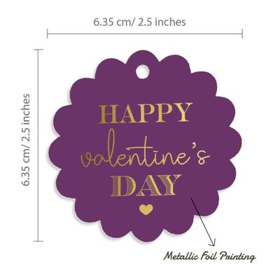 Etiquetas Pendentes de Papel com Metalizado Artesanal para Lembrancinhas Feliz Dia dos Namorados - Inkdotpot 50 Etiquetas Metalizadas / Roxo - Dourado