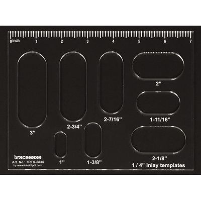 Estêncil Retangular 1 Peça com 8 Inserções Ovais Geométricas, Régua de Medição 18,3 cm x 46,2 cm, Espessura 0,3 cm - Traceease Amarelo
