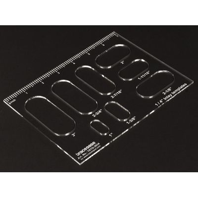 Estêncil Retangular 1 Peça com 8 Inserções Ovais Geométricas, Régua de Medição 18,3 cm x 46,2 cm, Espessura 0,3 cm - Traceease Amarelo