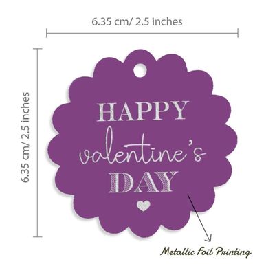 Etiquetas Pendentes de Papel com Metalizado Artesanal para Lembrancinhas Feliz Dia dos Namorados - Inkdotpot 50 Etiquetas Metalizadas / Roxo - Prata