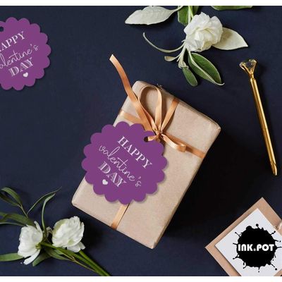 Etiquetas Pendentes de Papel com Metalizado Artesanal para Lembrancinhas Feliz Dia dos Namorados - Inkdotpot 50 Etiquetas Metalizadas / Roxo - Prata