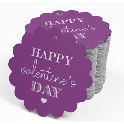 Etiquetas Pendentes de Papel com Metalizado Artesanal para Lembrancinhas Feliz Dia dos Namorados - Inkdotpot 50 Etiquetas Metalizadas / Roxo - Prata